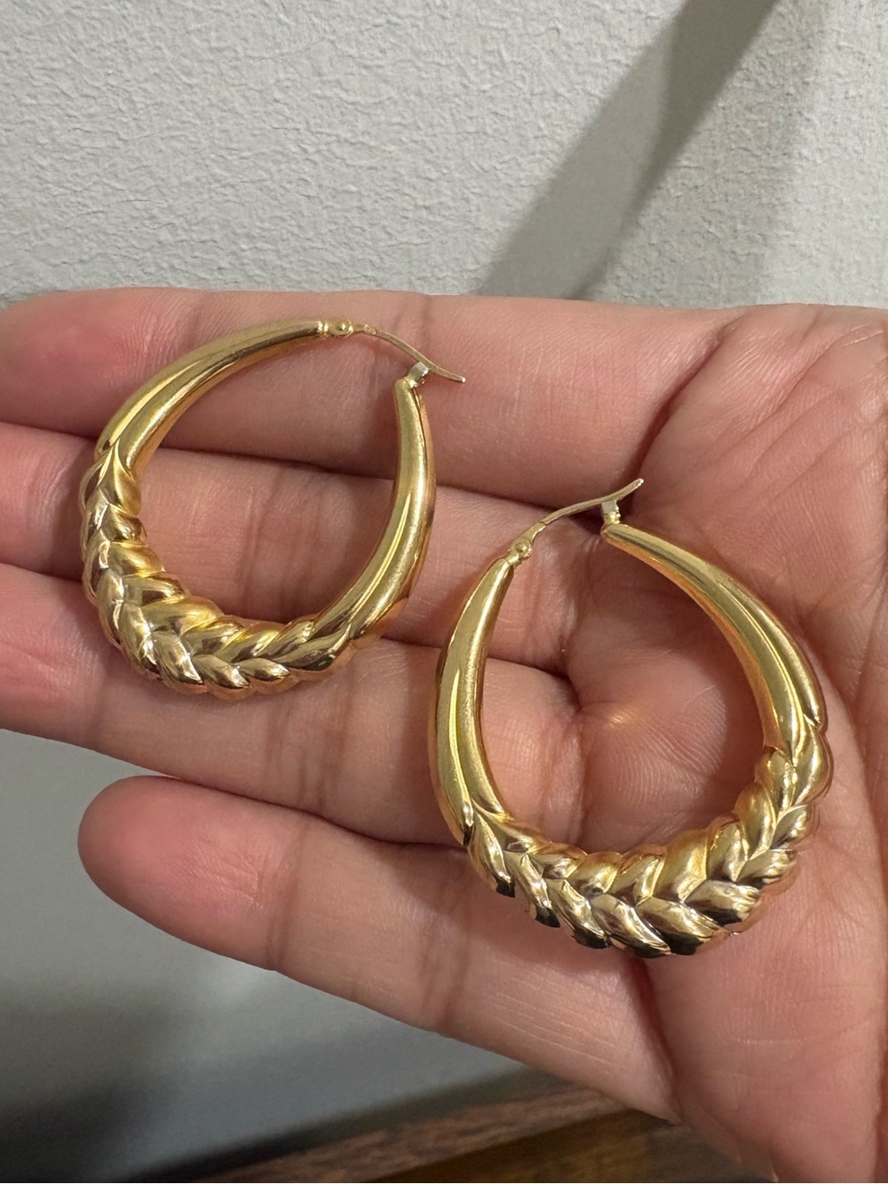 K18 18K 750 Italy Real Gold Oversized Hoop Earrings - Picture 2 of 6
